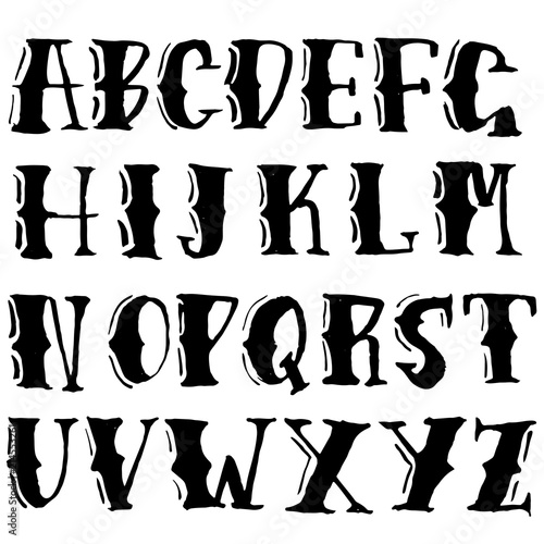 Grunge vintage whiskey font. Old handcrafted display skript. Modern brush label lettering. Vector typography illustration.