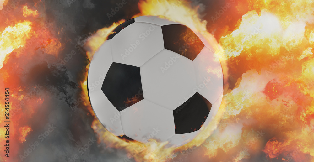 soccer ball fire flames 3d-illustration