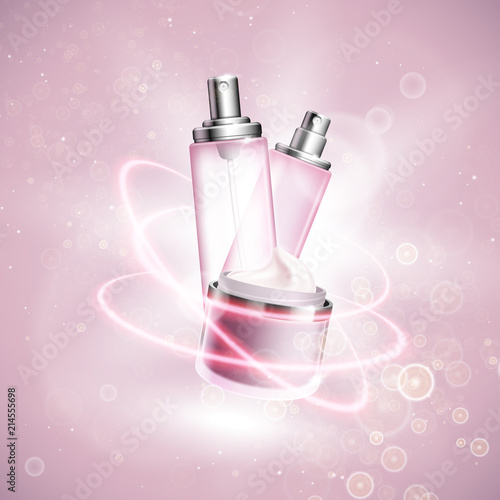 Cosmetics template for ads. Graphic concept for your design.