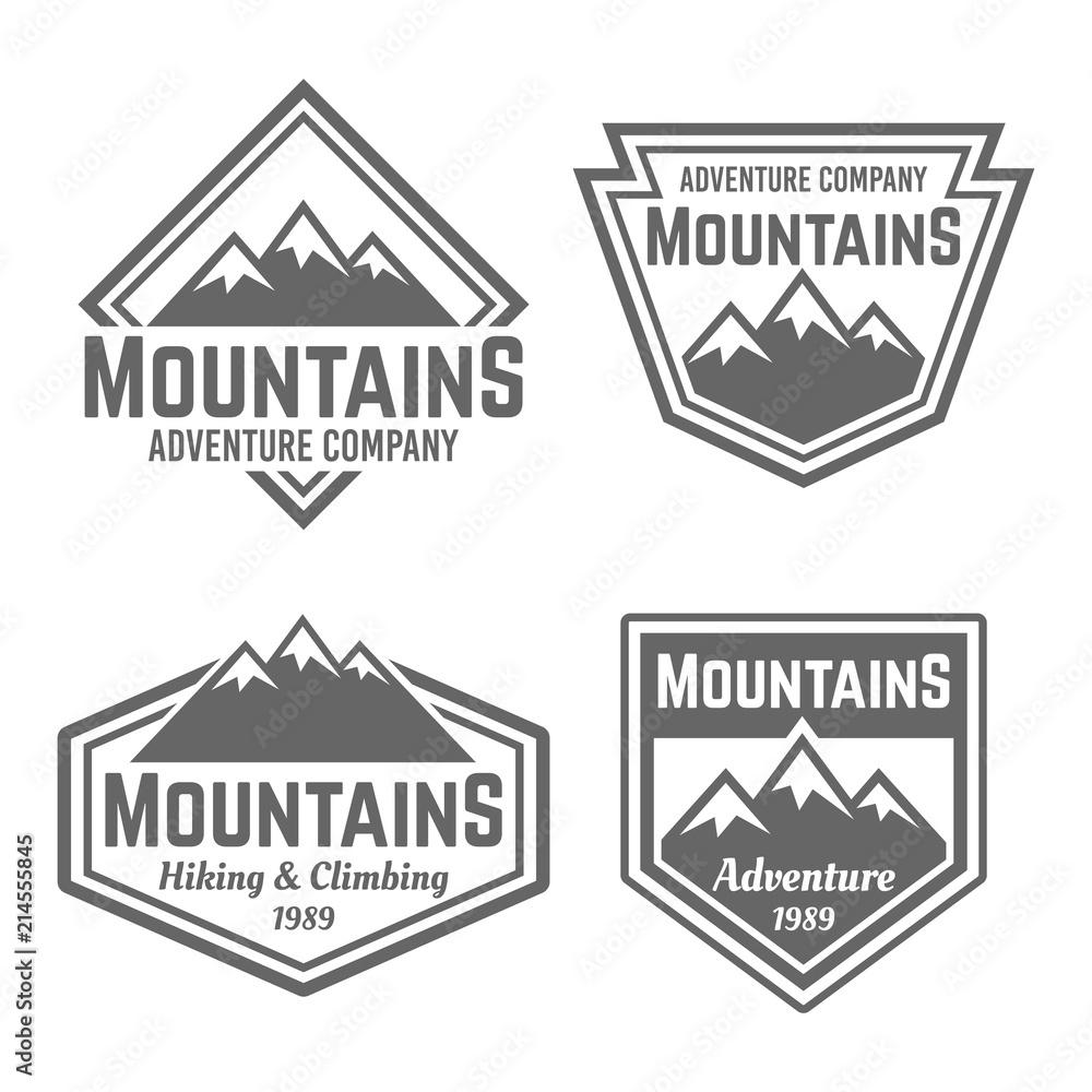 Mountains set of vector four vintage badges
