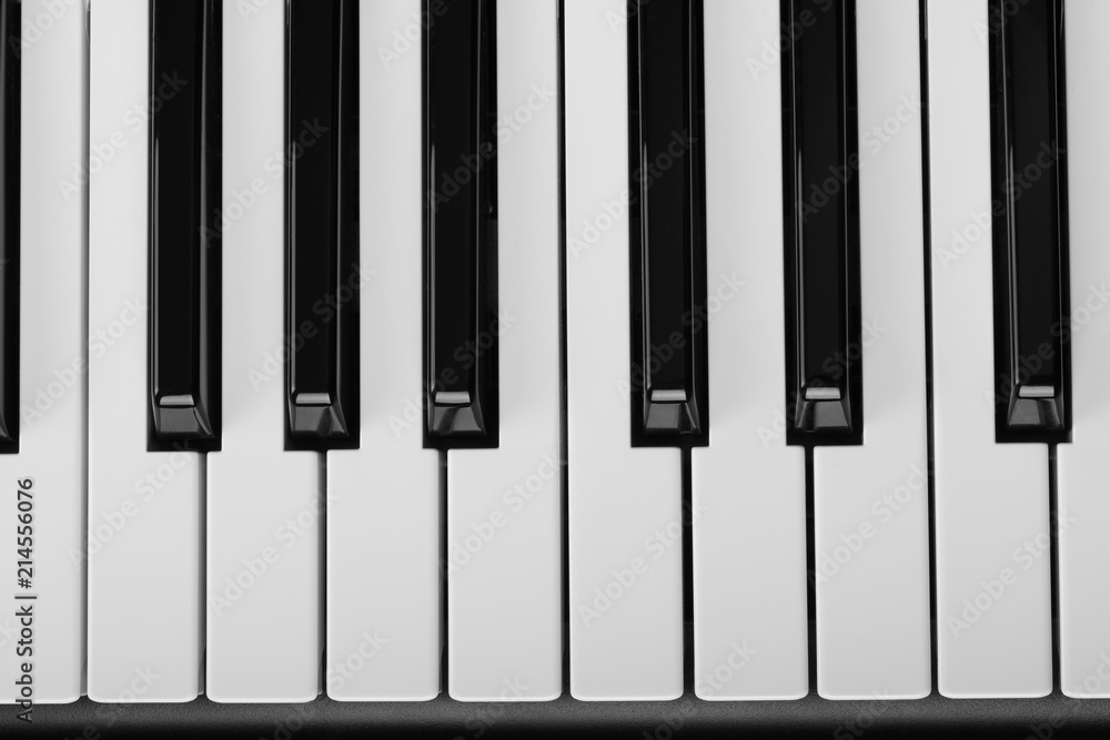 Piano keyboard of synthesizer close-up. Top view Piano keyboard of synthesizer close-up. Top view