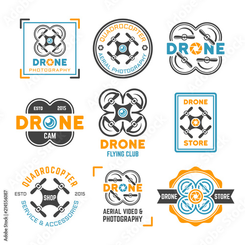 Drone or quadrocopter set of colored emblems
