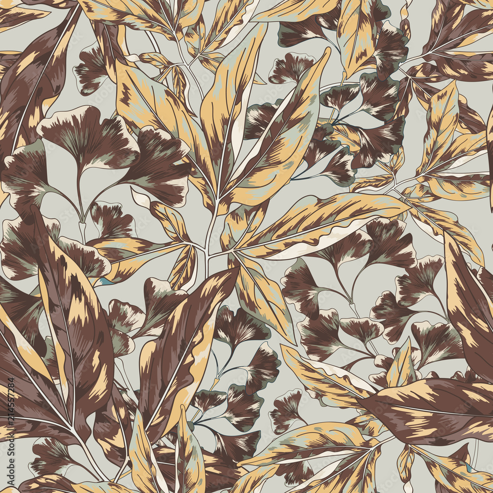 Fototapeta Seamless Vector Forest Botanical Pattern