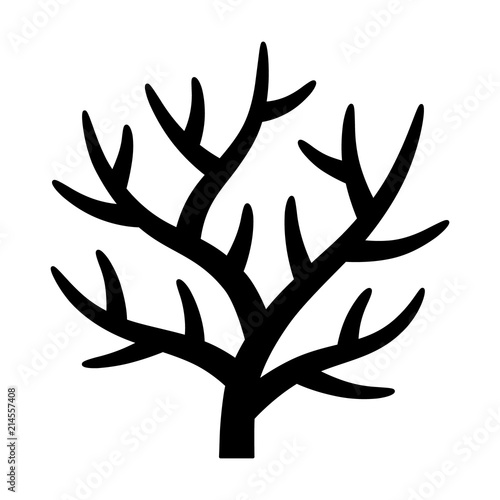 Staghorn branching coral in coral reef flat vector icon for marine life apps and websites