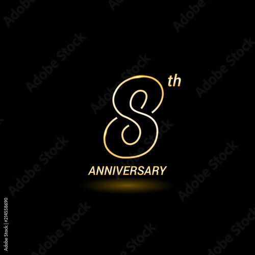 8 years golden line anniversary celebration logo design
