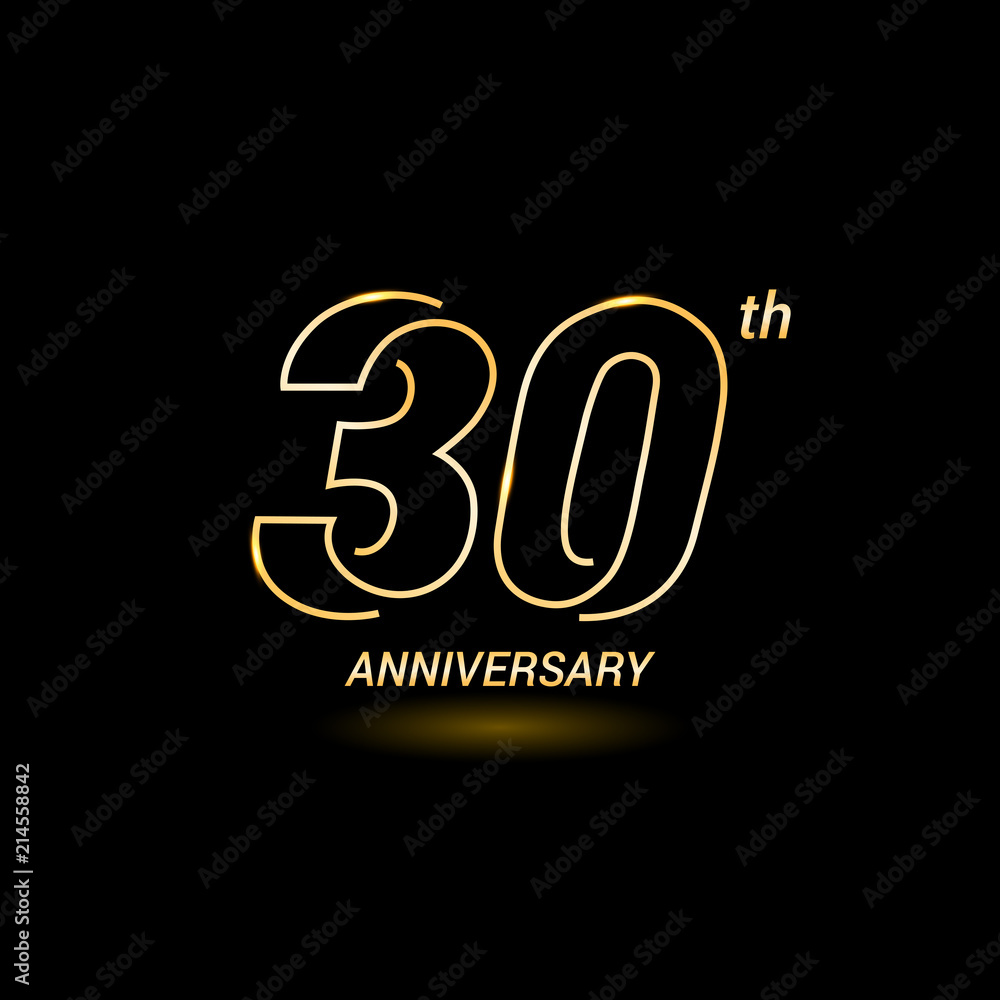 30 years golden line anniversary celebration logo design