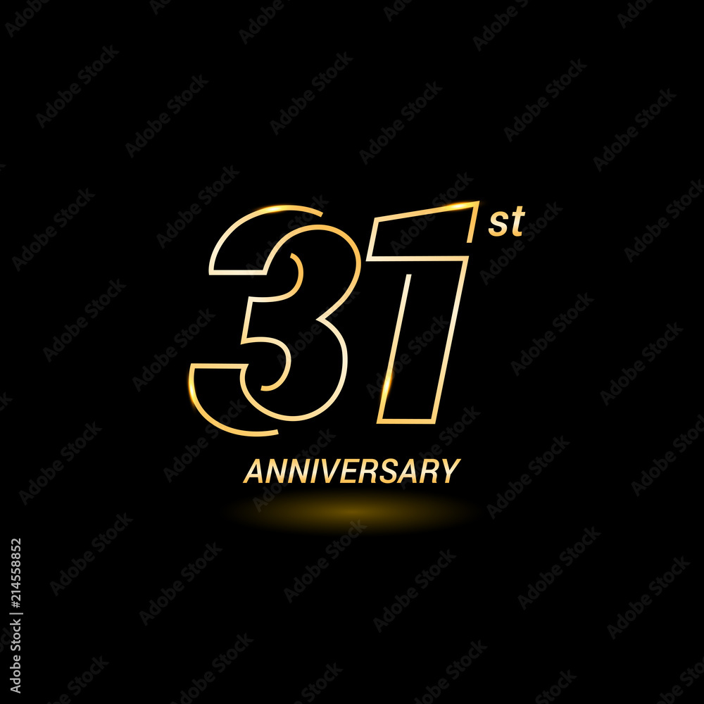 31 years golden line anniversary celebration logo design