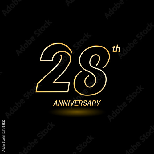 28 years golden line anniversary celebration logo design
