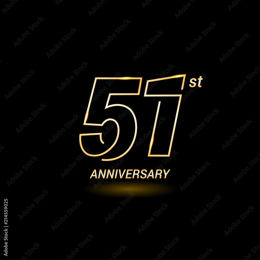 51 years golden line anniversary celebration logo design 51 years golden line anniversary celebration logo design