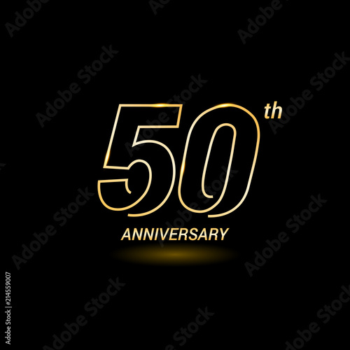 50 years golden line anniversary celebration logo design