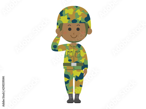 黒人の軍人のイラスト