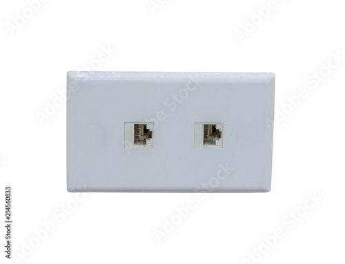 White Internet socket isolate on a white background with clipping path.