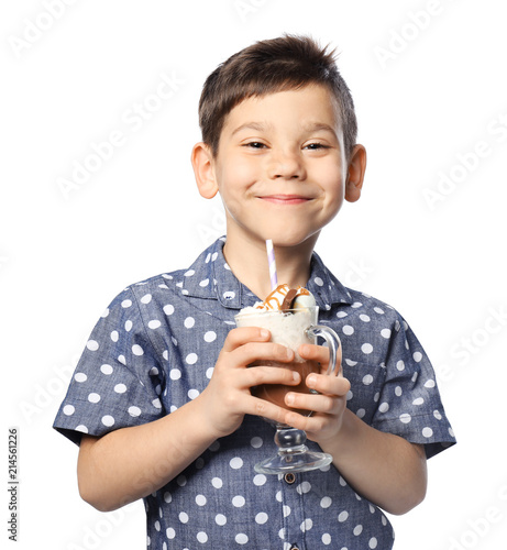 Cute little boy with cup of...