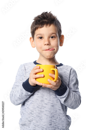 Cute little boy with cup of...