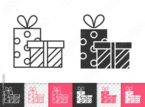 Gift simple black line vector icon