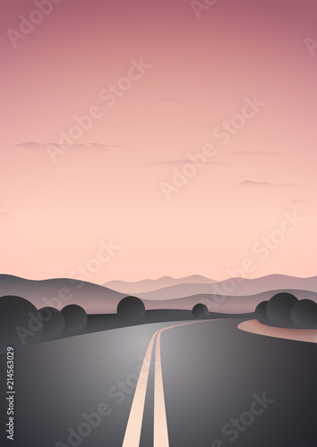 Beautiful sunset lanscape with road