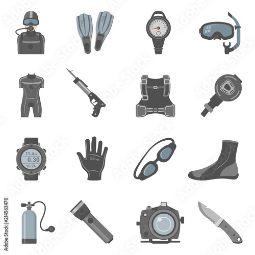Scuba Diving Equipment Icon Set