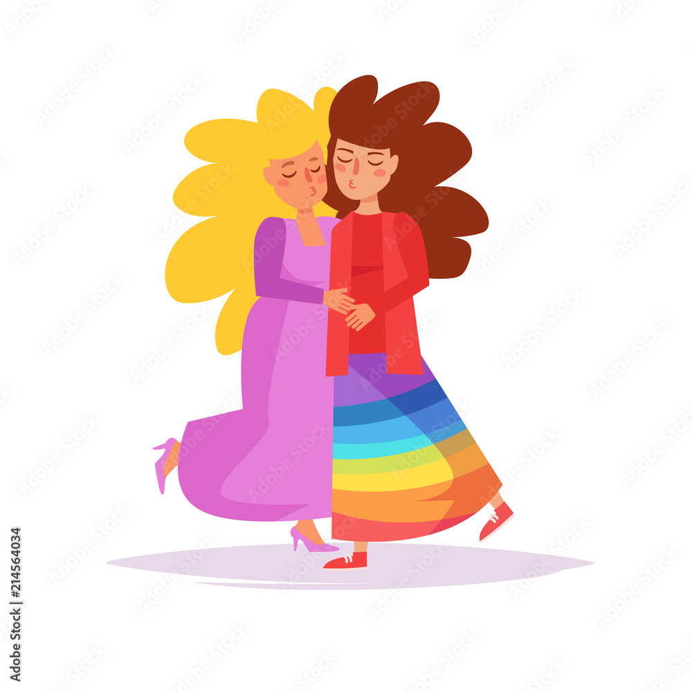 Lesbian couple Vector. Cartoon. Lesbian couple Vector. Cartoon.