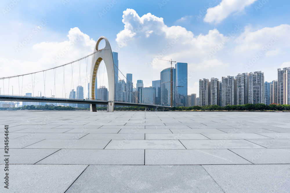 Obraz premium Guangzhou city scenery and no man's brick ground