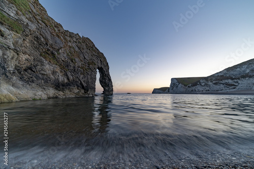 Sunset at Durdle Door on the historic Jurassic coast in southern England