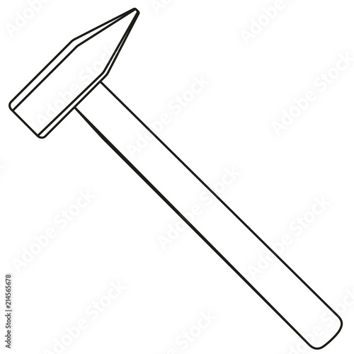 Line art black and white simple hammer