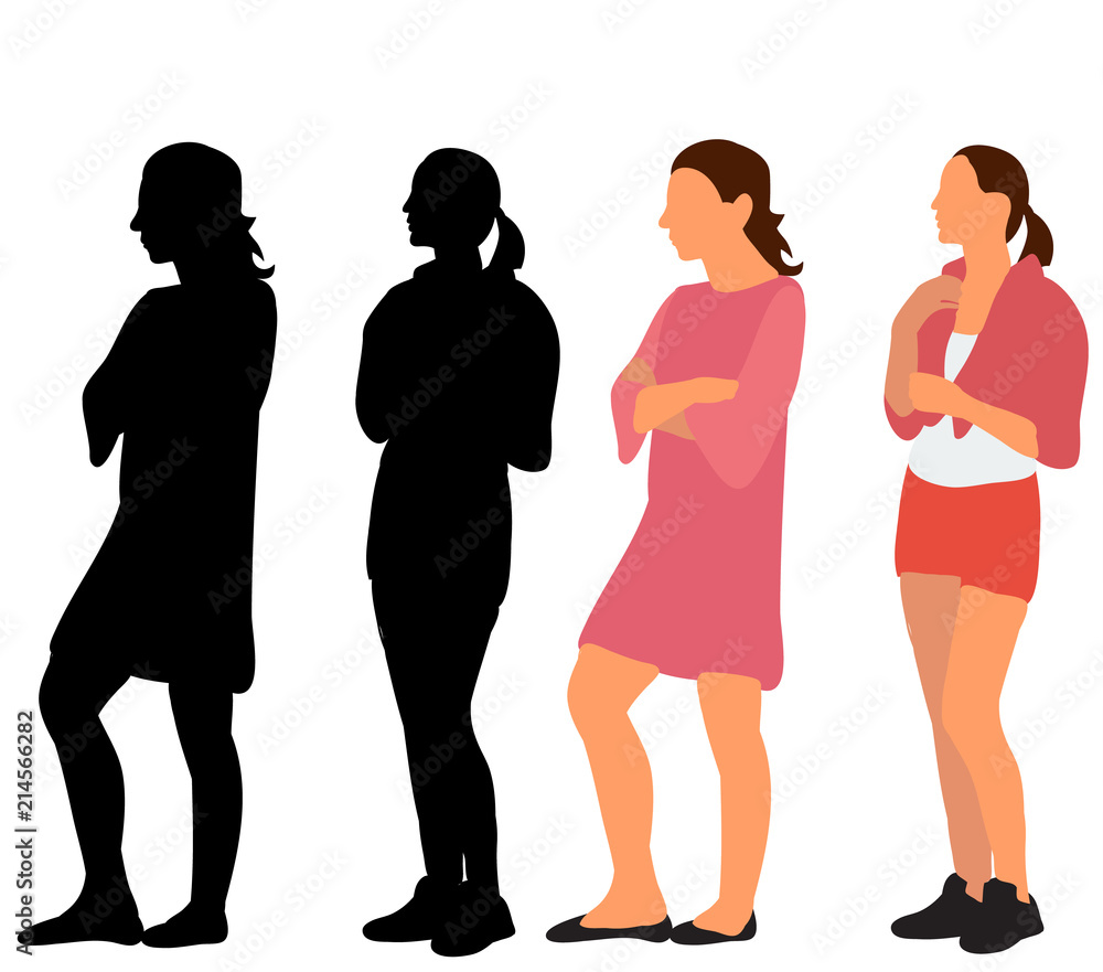 vector, isolated silhouette girl, flat style, girlfriends vector, isolated silhouette girl, flat style, girlfriends
