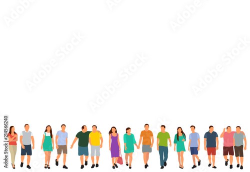 vector, isolated people go, crowd, group