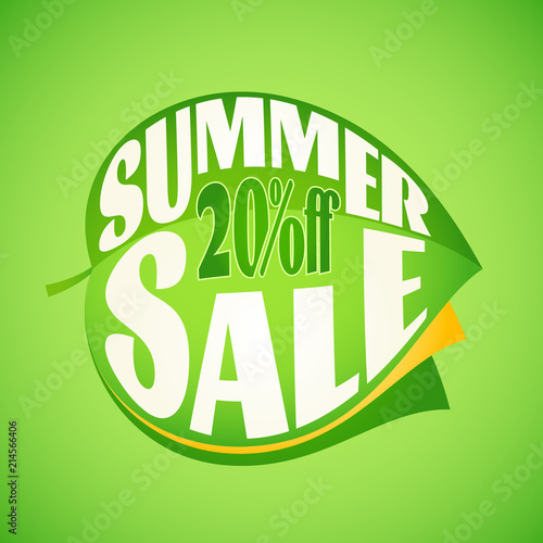Summer Sale lettering Design Template on leaf