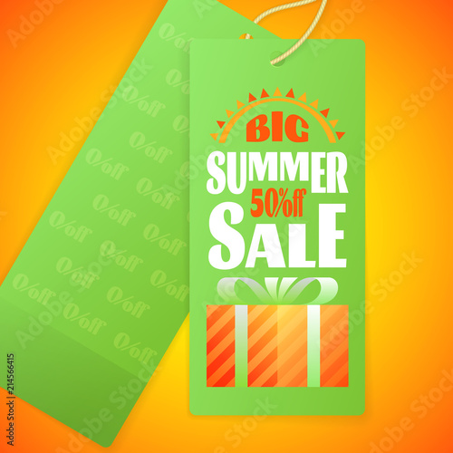 Summer Sale letters Design Template, sun, gift box