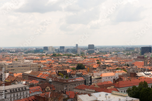 Cityscape of Zagreb, Croatia. Orange roof tops. Aerial view of old town in Europe. Zagreb landscape. © Domagoj