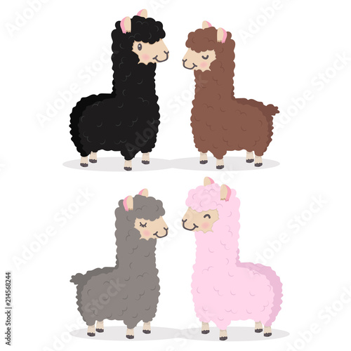 Cute alpaca couple vector