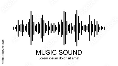 Vector music sound waves on white background. Audio equalizer icon.