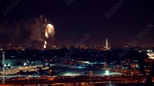 4K footage of washington dc skyline fireworks on july 4th