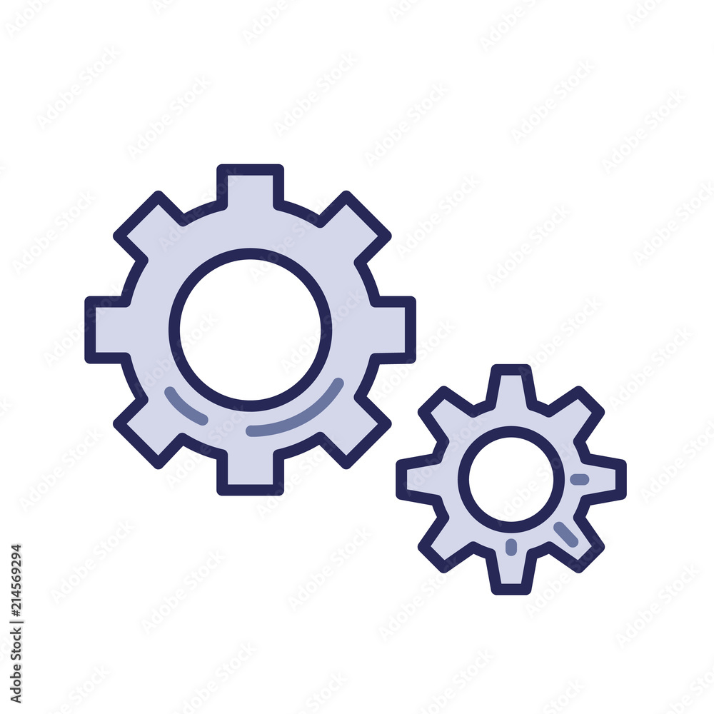 Cogwheels, settings icon. Line colored flat vector illustration. Isolated on white background.
