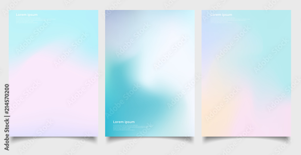 Abstract holographic poster set with gradient mesh retro style.