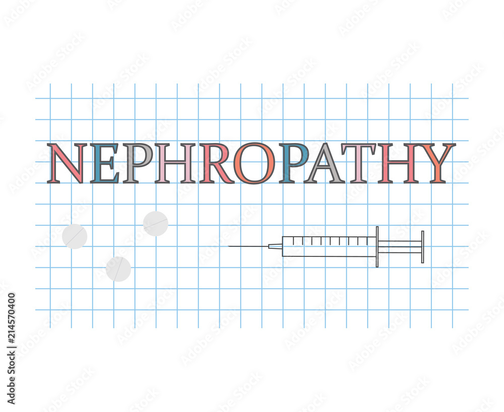 Nephropathy word on checkered paper sheet- vector illustration Nephropathy word on checkered paper sheet- vector illustration