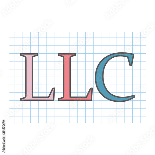 LLC (Limited Liability Company) written on checkered paper sheet- vector illustration