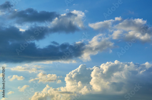 Blue sky with clouds background  copy space template  cloudy image texture and pattern