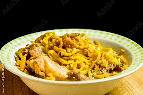 curried noodle soup or Khao soi , Thai food
