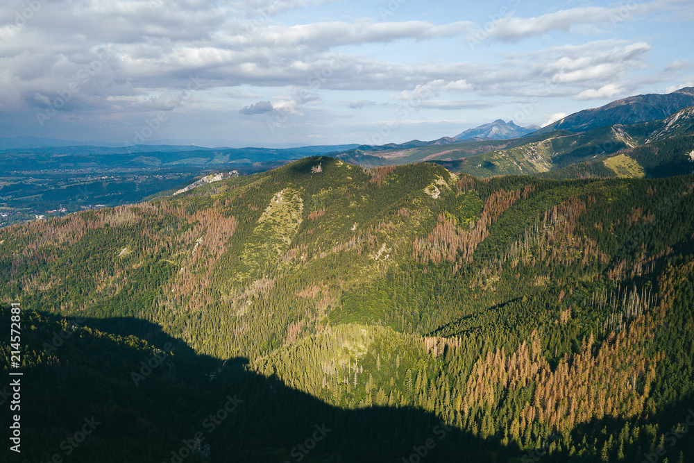 Naklejka premium Drone aerial view of High Tatra mountains