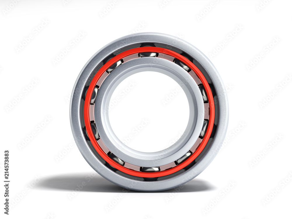 Close up of roller bearing 3d render on white Close up of roller bearing 3d render on white