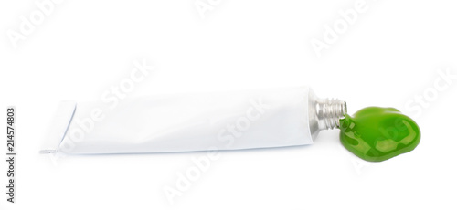 Metal tube of paint isolated
