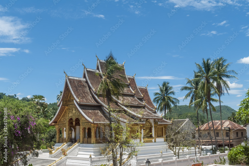 Beautiful view of the magnificent Wat Mai Suwannaphumaham temple in Luang Prabang, Laos