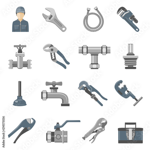 Plumbing Tools and Equipment Icon Set