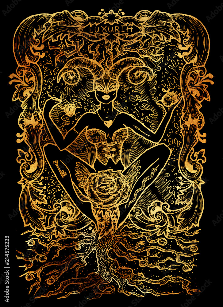 Lust. Latin word Luxuria means sexual desire. Seven deadly sins concept