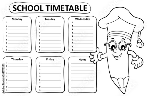 Black and white school timetable topic 1