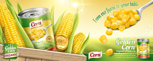 Organic canned corn ads