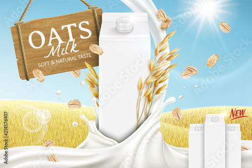 Oats milk ads with swirling liquid