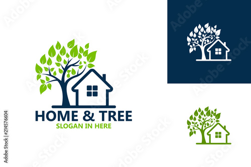 Home And Tree Nature Logo Template Design Vector, Emblem, Design Concept, Creative Symbol, Icon
