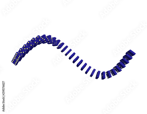 Falling dominoes. Isolated on white background. 3d Vector illustration.